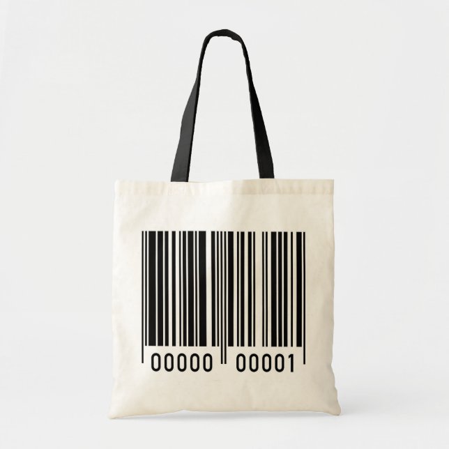 Black Barcode Tote Bag Tygkasse (Framsidan)