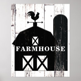 Black Barn White Wood Rustic Farmhouse Wall Art Poster