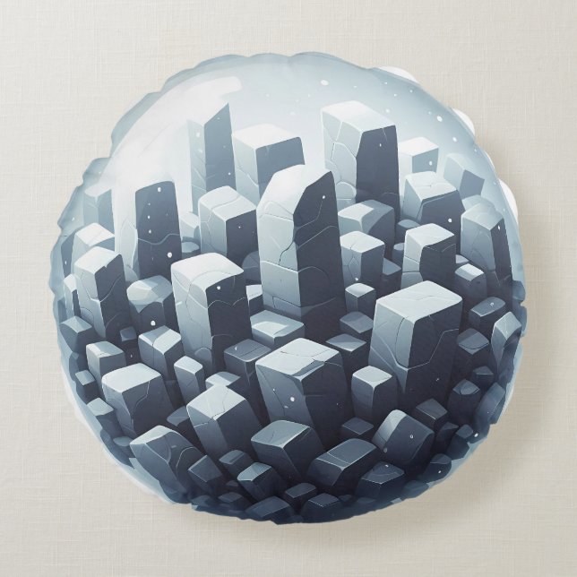 Black Basalt Stone Rund Kudde (Framsidan)