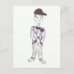 Black Baseball Cap Groom Vykort