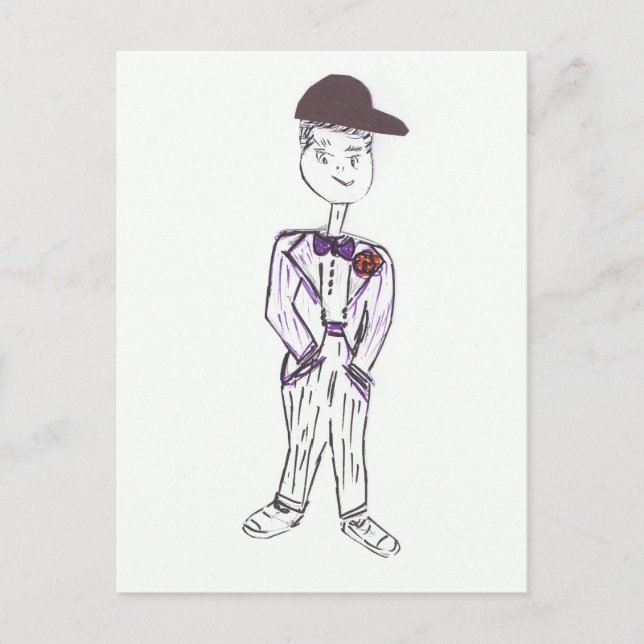 Black Baseball Cap Groom Vykort (Framsida)