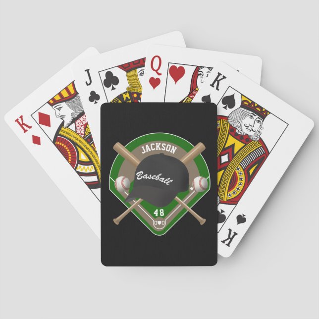 Black Baseball Diamond Player Namn och nummer Kortlek (Baksidan)