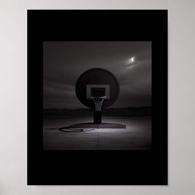 Black Basketball Ring för sport Älskare Poster (Framsidan)