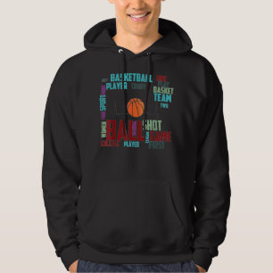 Black Basketball Saker Coach Player Team Red Heart Hoodie