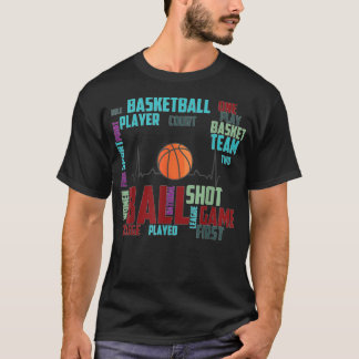 Black Basketball Saker Coach Player Team Red Heart T Shirt