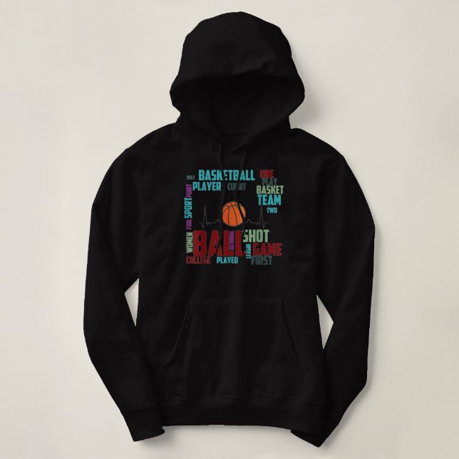 Black Basketball Saker Coach Player Team Red Heart T Shirt (Design framsida)