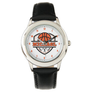 Black Basketball Sports Watch-Orange för coola Armbandsur