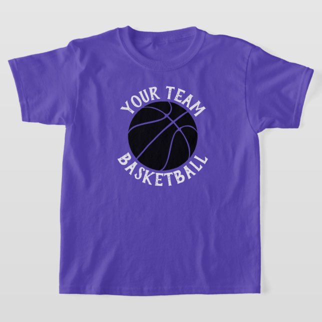 Black Basketball Team, Player Namn och Jersey-numm T Shirt (Laydown)