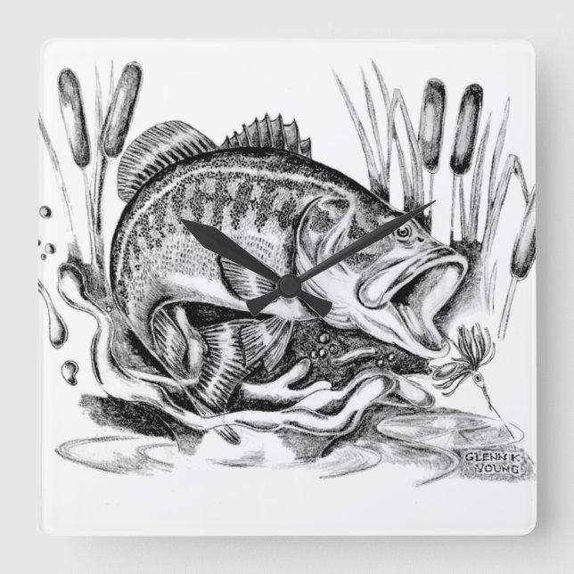 Black bass fyrkantig klocka (Framsida)