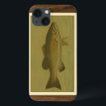 Black Bass på en Grönt-bakgrund<br><div class="desc">Denna biet i marverket kommer att glädja alla fiskamatörer. Målningen representerar en svart bas som simmar in i grönt vatten. I den här bilden gör det bruna gräns till perfektens dekorativa konst biet.</div>