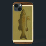 Black Bass på en Grönt-bakgrund<br><div class="desc">Denna biet i marverket kommer att glädja alla fiskamatörer. Målningen representerar en svart bas som simmar in i grönt vatten. I den här bilden gör det bruna gräns till perfektens dekorativa konst biet.</div>