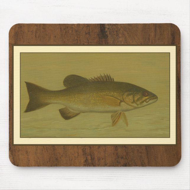 Black Bass på en Grönt-bakgrund Musmatta (Framsidan)