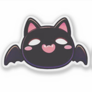 Black Bat Cat - Kawaii Flying Kitten Klistermärken