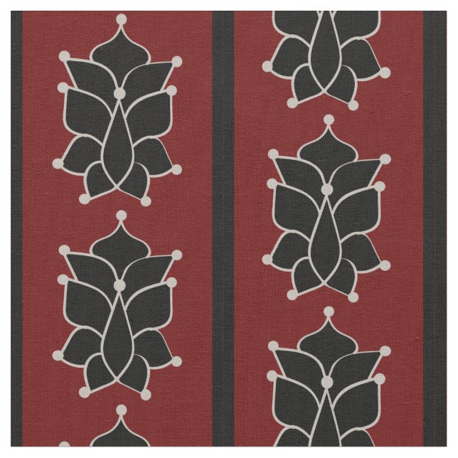 Black Batik Rand Brick Red Tyg (Närbild)