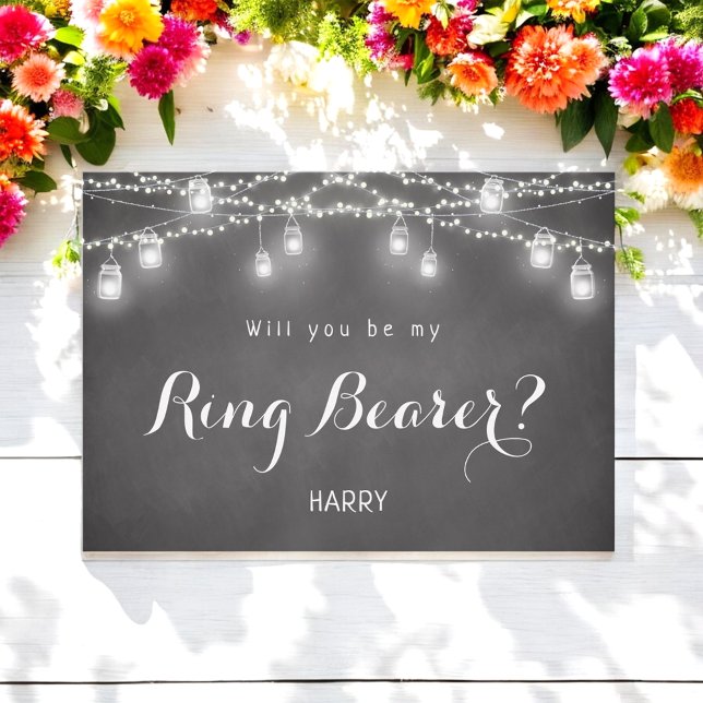 Black be my Ring Bearer Rustic Mason Burk Inbjudningar (Skapare uppladdad)