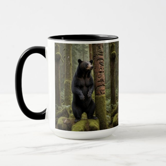 Black Bear and Totem Pole Wildlife Art Mugg (Vänster)