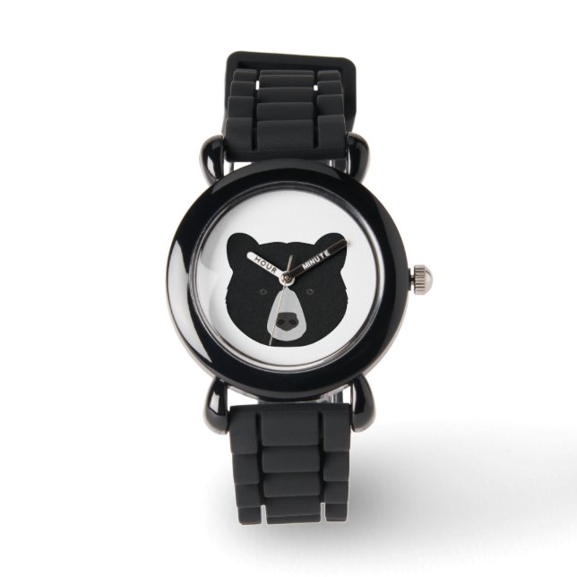 Black Bear Ansikte Armbandsur (Framsida)