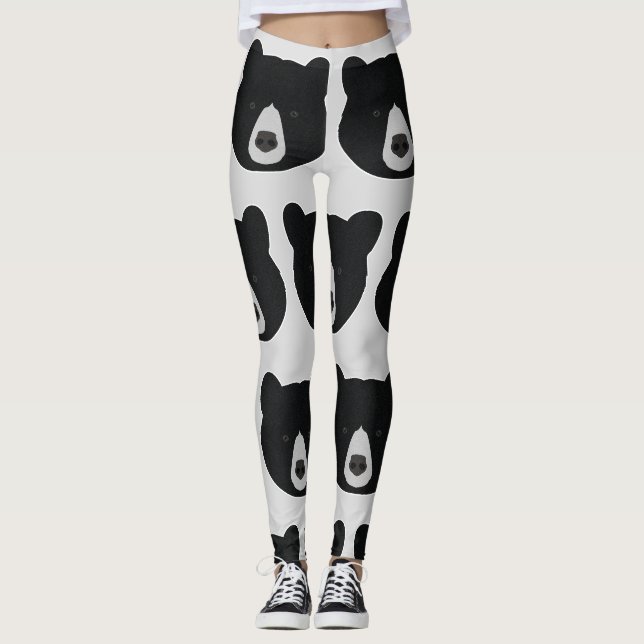 Black Bear Ansikte Leggings (Framsida)