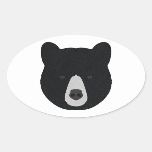 Black Bear Ansikte Ovalt Klistermärke