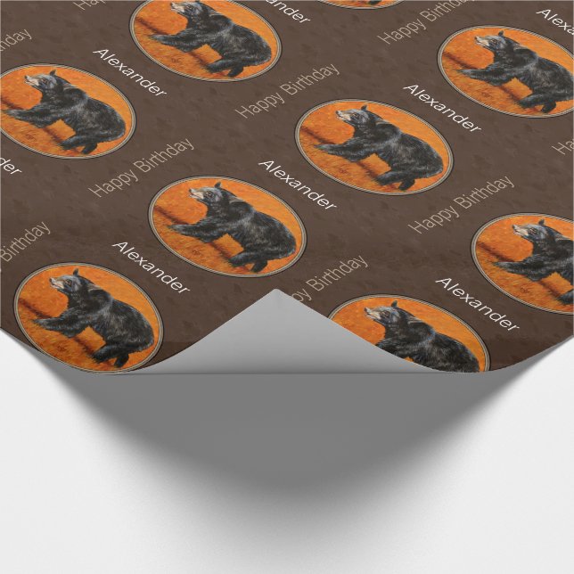 Black Bear Autumn Earth Brown Presentpapper (Hörn)