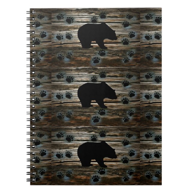 Black Bear Black Bear Tass Rustic Wood Anteckningsbok (Framsidan)