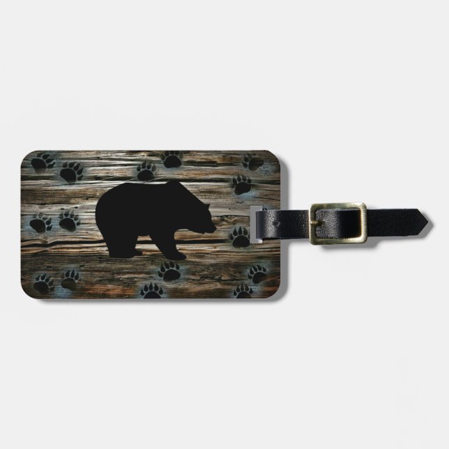 Black Bear Black Bear Tass Rustic Wood Bagagebricka (Horisontell Framsida)