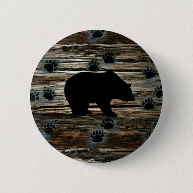 Black Bear Black Bear Tass Rustic Wood Knapp (Framsida)