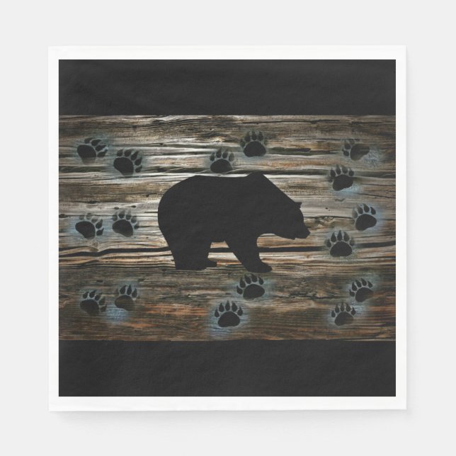 Black Bear Black Bear Tass Rustic Wood Pappersservett (Framsidan)