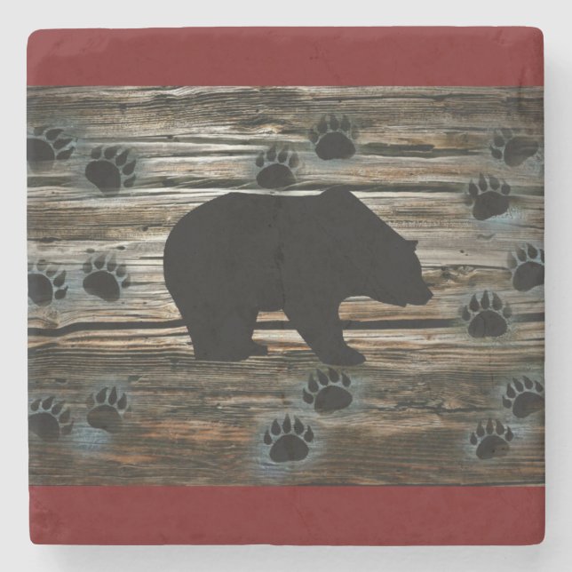 Black Bear Black Bear Tass Rustic Wood Stenunderlägg (Framsidan)