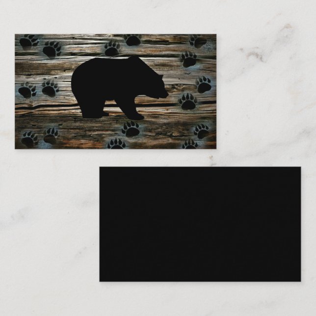 Black Bear Black Bear Tass Rustic Wood Visitkort (Fram/baksida)