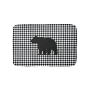 Black Bear Buffalo Check Bath Mat Badrumsmatta