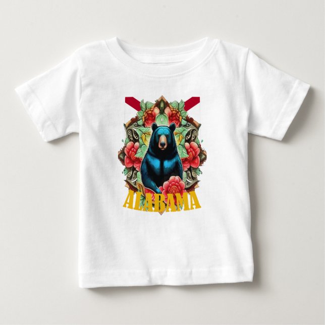 Black Bear, Camellia och Hydrangea Alabama State T Shirt (Framsida)