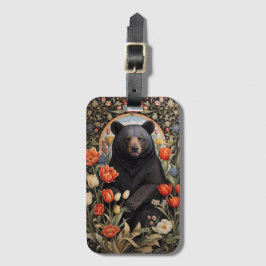 Black Bear Colorful Tulip Flowers Bagagebricka