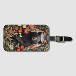 Black Bear Colorful Tulip Flowers Bagagebricka