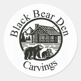 Black Bear Den Carvings-dekal Runt Klistermärke