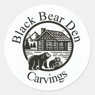 Black Bear Den Carvings-dekal Runt Klistermärke