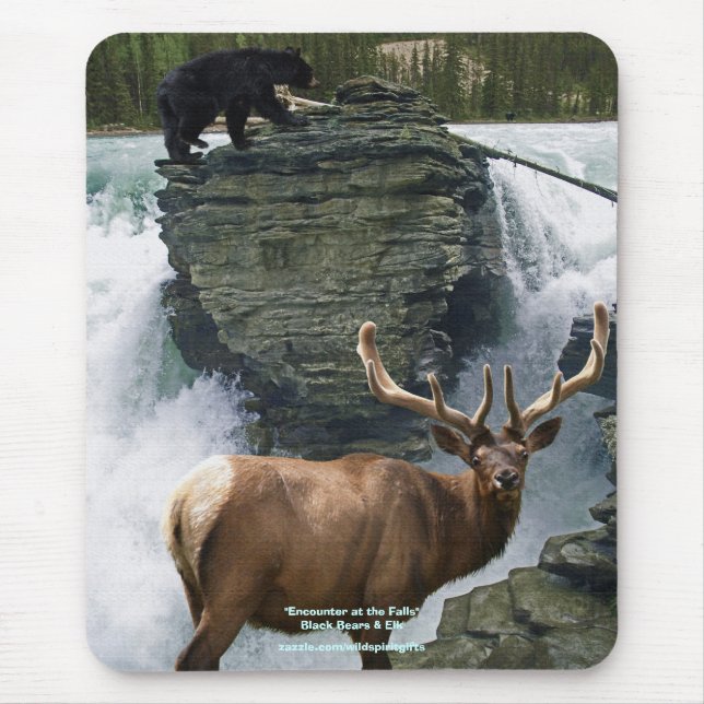 Black Bear & Elk Wildlife Supporter Mousepad Musmatta (Framsidan)