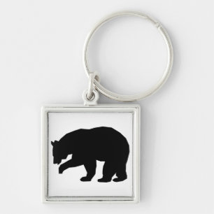 BLACK BEAR FYRKANTIG SILVERFÄRGAD NYCKELRING