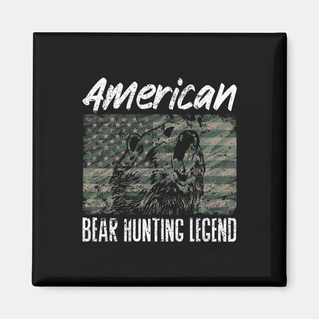 Black Bear H i USA flagga Magnet (Framsidan)