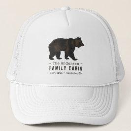 Black Bear i Family Namn Cabin Rustic Brown Keps