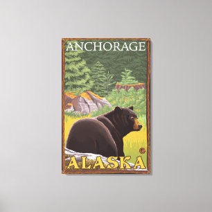 Black Bear i Forest - Anchorage, Alaska Canvastryck