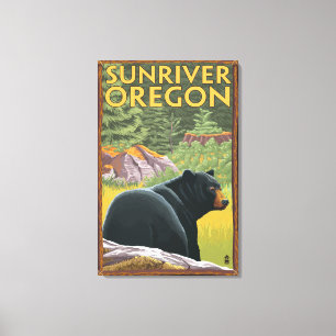 Black Bear i Forest - floden Sol, Oregon Canvastryck