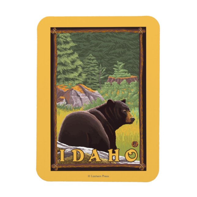Black Bear i Forest - Idaho Magnet (Vertikal)