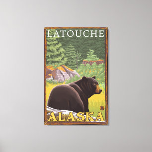Black Bear i Forest - Latouche, Alaska Canvastryck