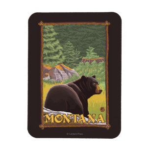 Black Bear i Forest - Montana Magnet