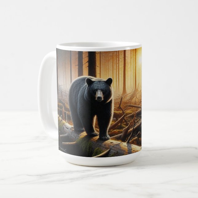 Black Bear i Forest Scene Kaffemugg (Framsida vänster)