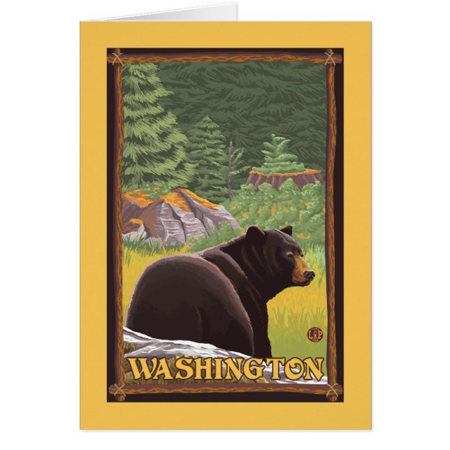Black Bear i Forest - Washington Hälsningskort (Framsidan)