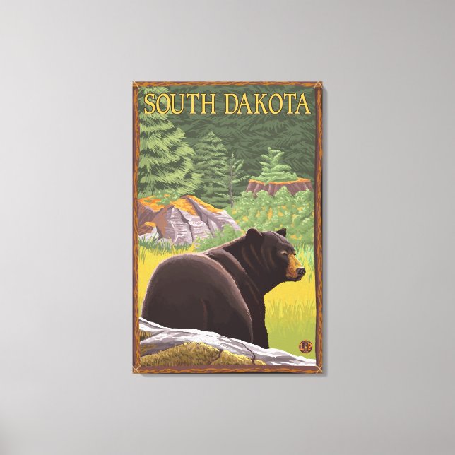 Black Bear i ForestSouth Dakota Canvastryck (Framsida)