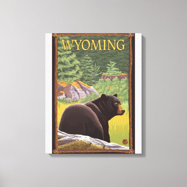 Black Bear i ForestWyoming Canvastryck (Framsida)