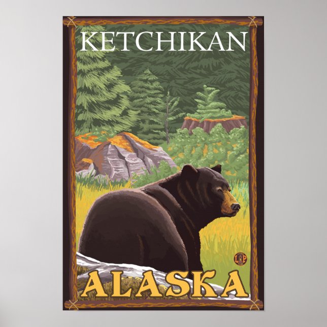 Black Bear in Forest - Ketchikan, Alaska Poster (Framsidan)